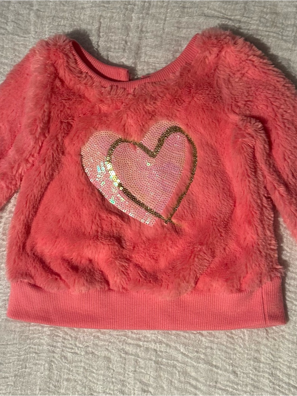 Btween Girls 18M Pink Fuzzy Heart Sweater